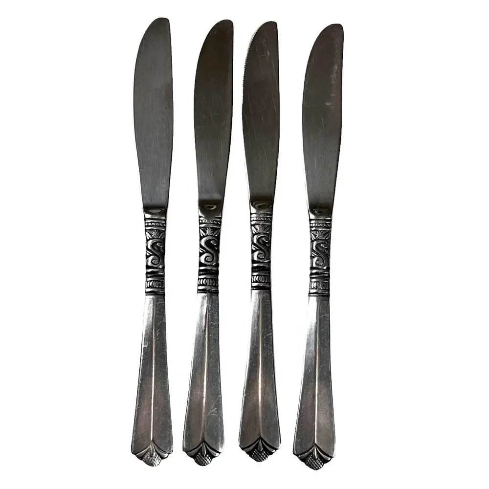 Set 4 Vintage Orleans Stainless Korea Stacie Pattern Dinner Knives